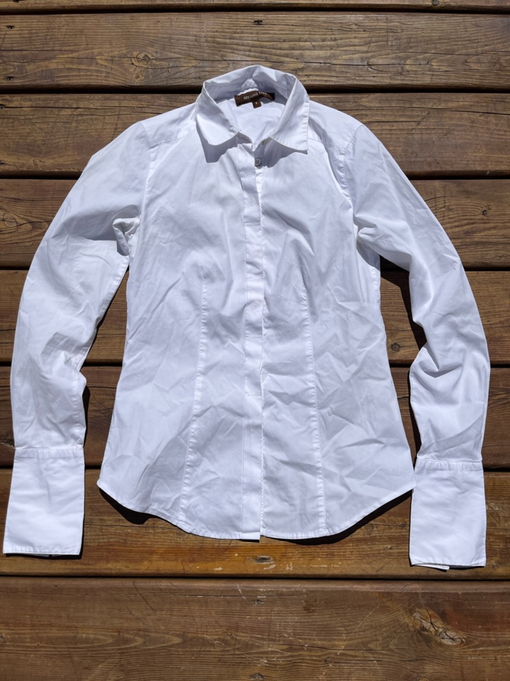 Melanie Lyne white fitted long sleeve button up shirt